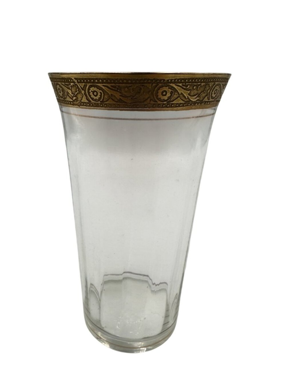 Vintage Tiffin-Franciscan Minton Glass Tumbler Gold-Encrusted Floral Rim Band